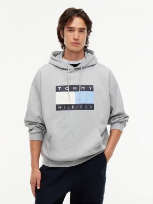 grey fragment washed flag hoodie for men tommy hilfiger