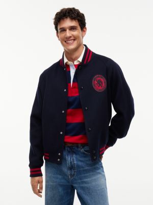 giacca college in misto lana con stemma blue da uomini tommy hilfiger