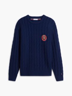Crest Appliqué Wool Blend Jumper — Blue 5