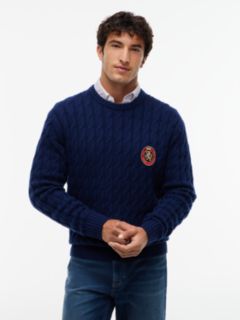 Crest Appliqué Wool Blend Jumper — Blue 1