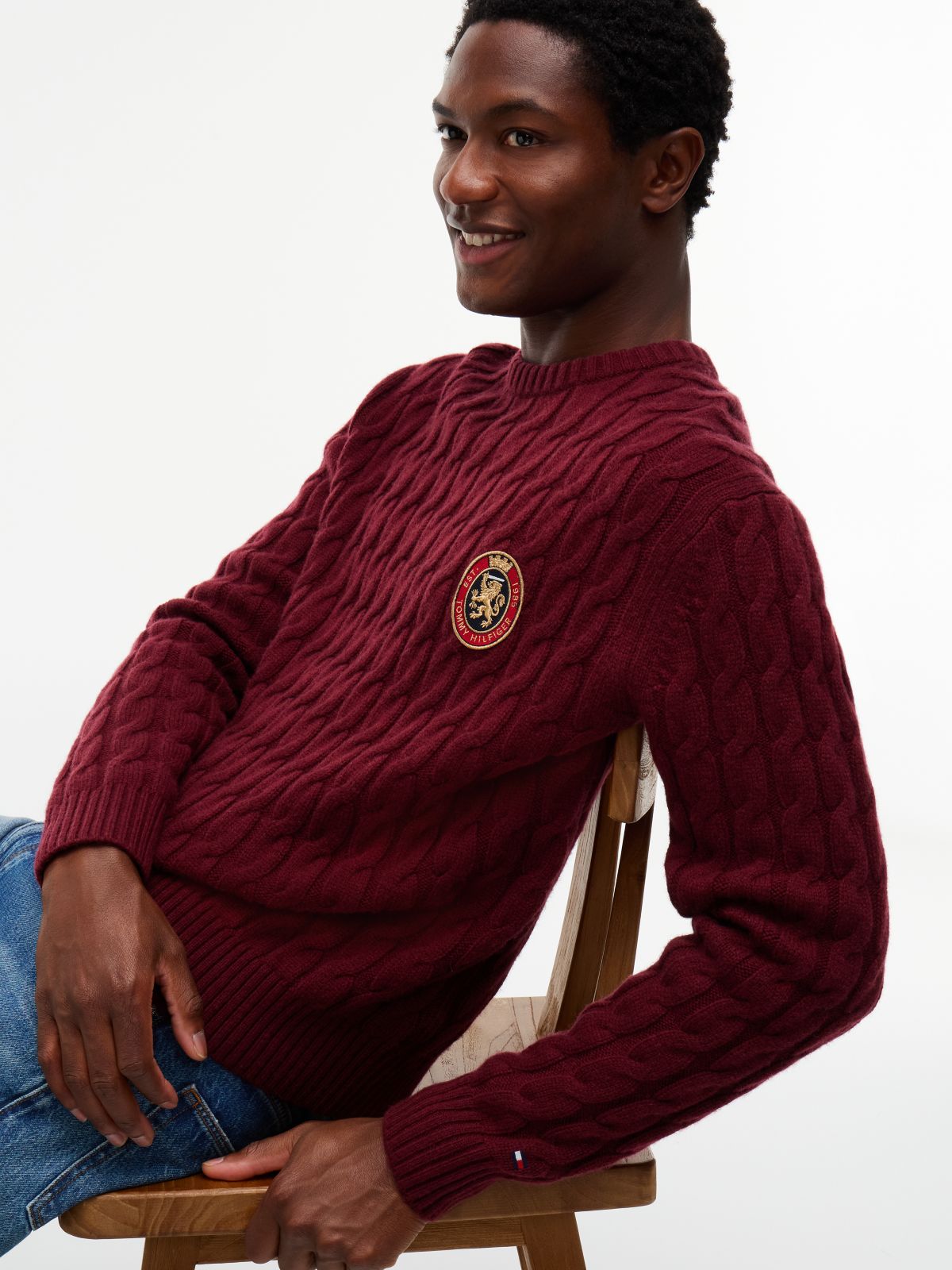 Crest Appliqué Wool Blend Jumper — Purple