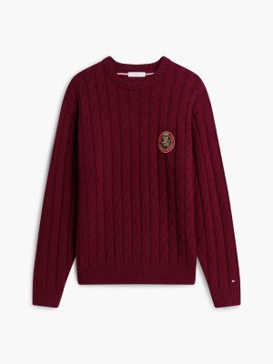 purple crest appliqué wool blend jumper for men tommy hilfiger