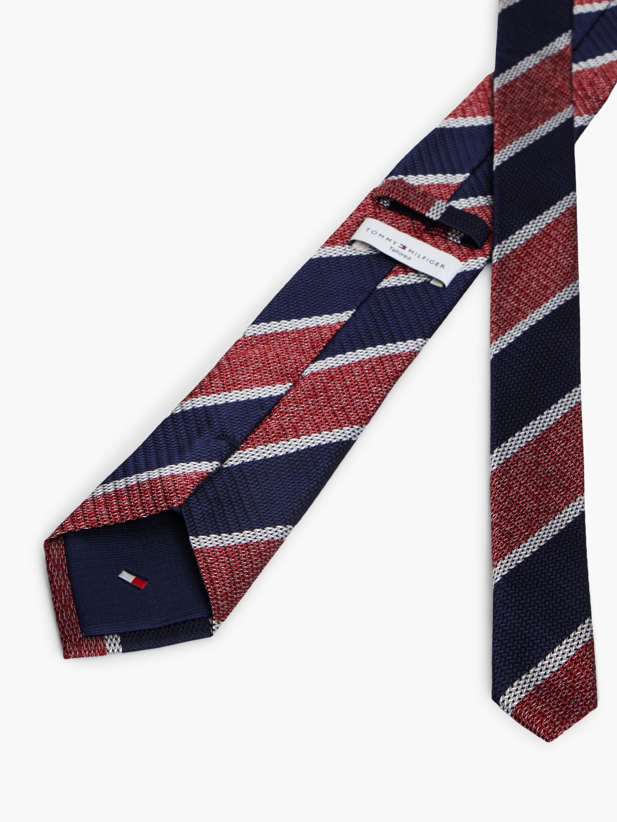New York Label Pure Silk Stripe Tie — Blue