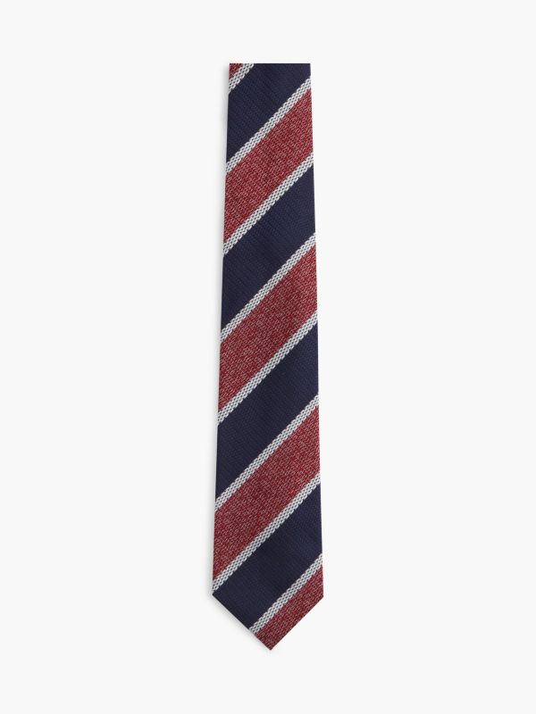 New York Label Pure Silk Stripe Tie — Blue
