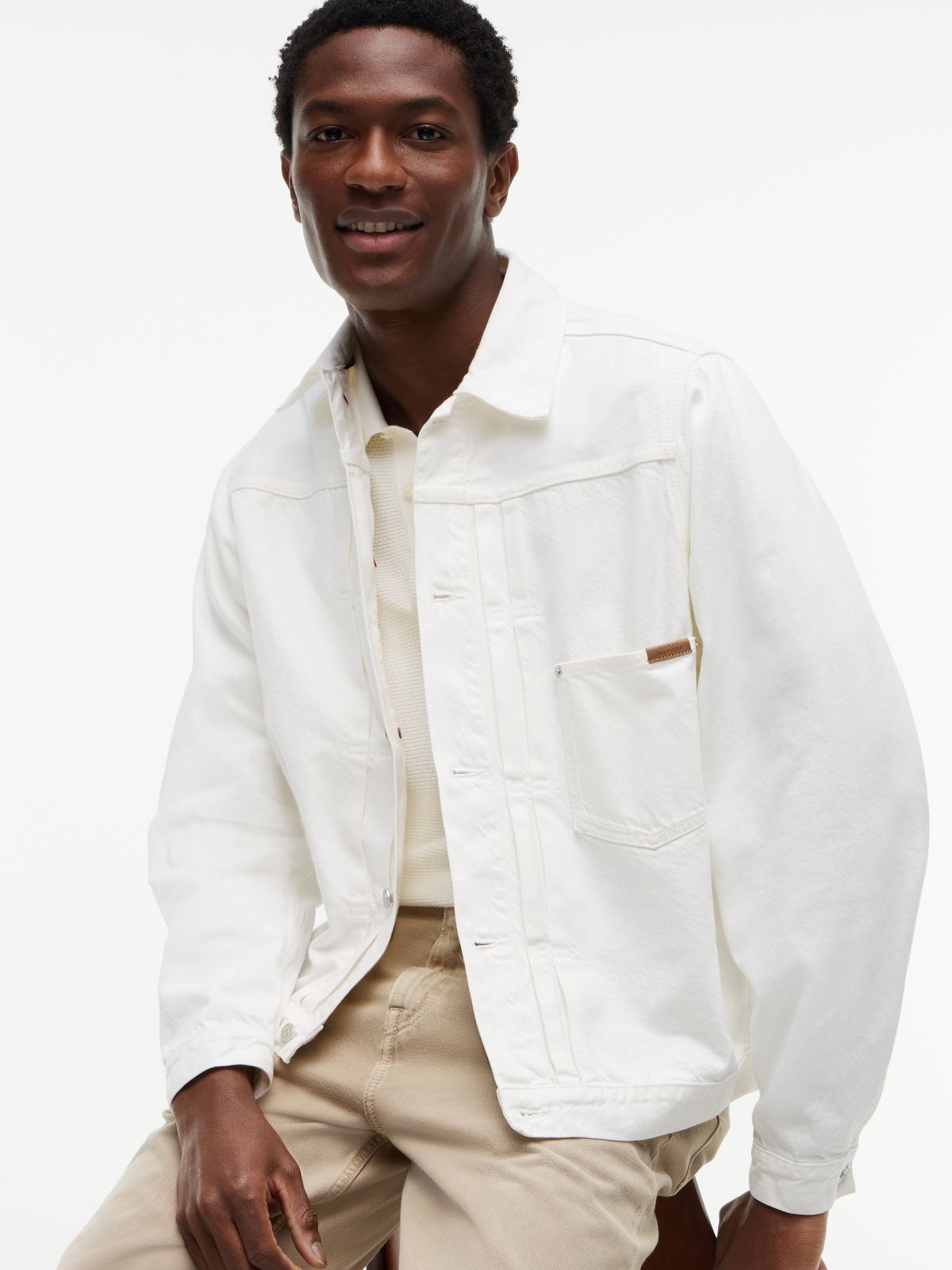 Washed Denim Trucker Jacket — White