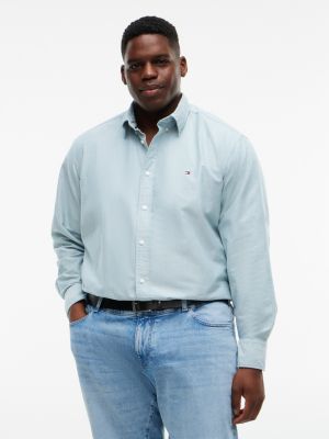 green plus regular fit flag embroidery oxford shirt for men tommy hilfiger