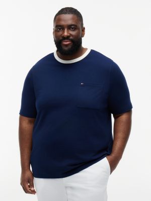 blue plus t-shirt aus jersey mit mesh-kragen für herren - tommy hilfiger