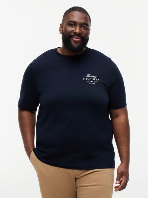 t-shirt plus en jersey col ras-du-cou à logo blue pour hommes tommy hilfiger