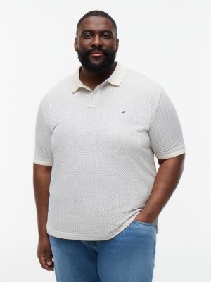 polo coupe standard plus à motif géométrique beige pour hommes tommy hilfiger