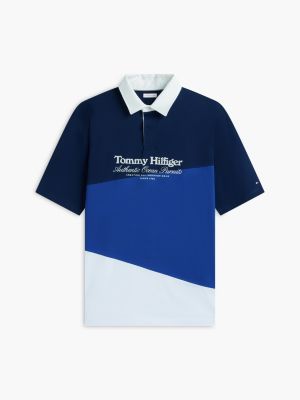 blue plus relaxed fit color block-poloshirt mit rückenlogo für herren - tommy hilfiger