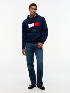 Flag Embroidery Logo Fleece Hoody — Blue 2