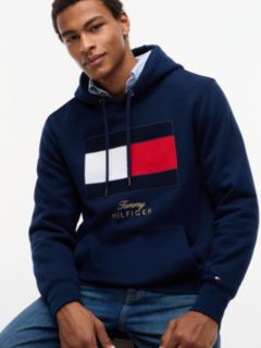 Flag Embroidery Logo Fleece Hoody — Blue 3