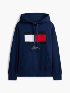 Flag Embroidery Logo Fleece Hoody — Blue 5