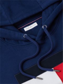 Flag Embroidery Logo Fleece Hoody — Blue 6