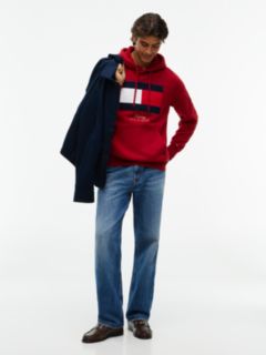 Flag Embroidery Logo Fleece Hoody — Red 2