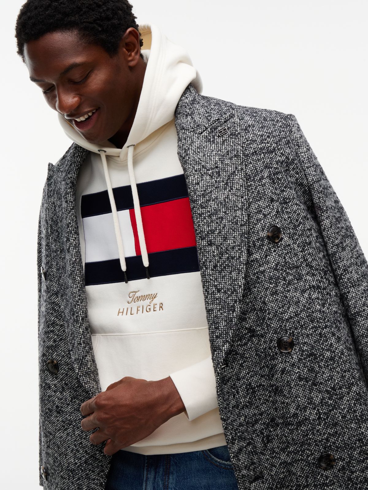 Flag Embroidery Logo Fleece Hoody — Yellow