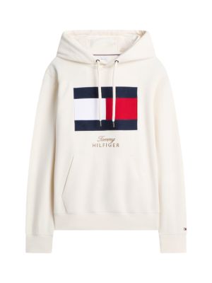 yellow flag embroidery logo fleece hoody for men tommy hilfiger