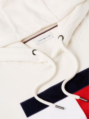 yellow flag embroidery logo fleece hoody for men tommy hilfiger