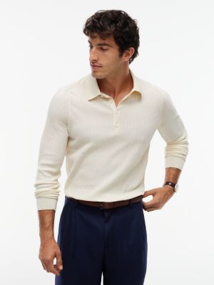 yellow new york label performance polo jumper for men tommy hilfiger
