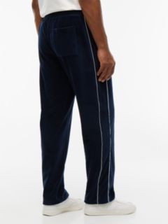 Crest Appliqué Stripe Velour Joggers — Blue 4
