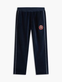 Crest Appliqué Stripe Velour Joggers — Blue 5