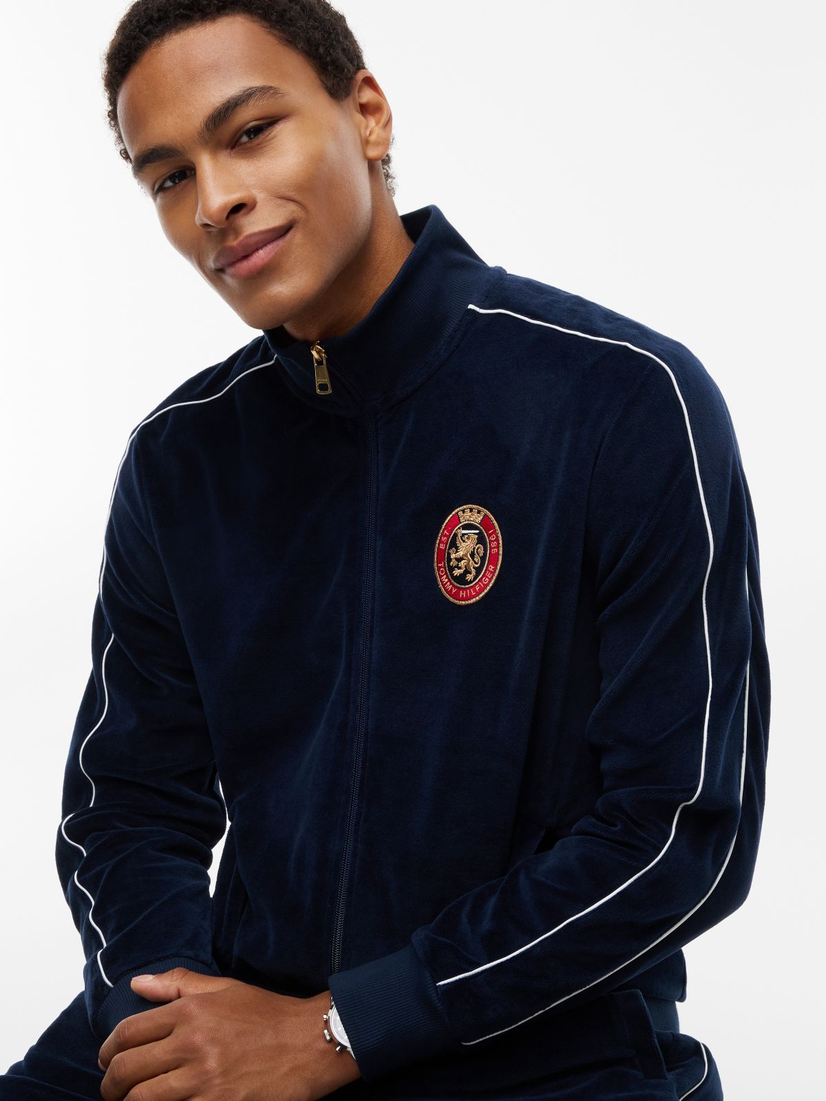 Crest Velour Track Top — Blue
