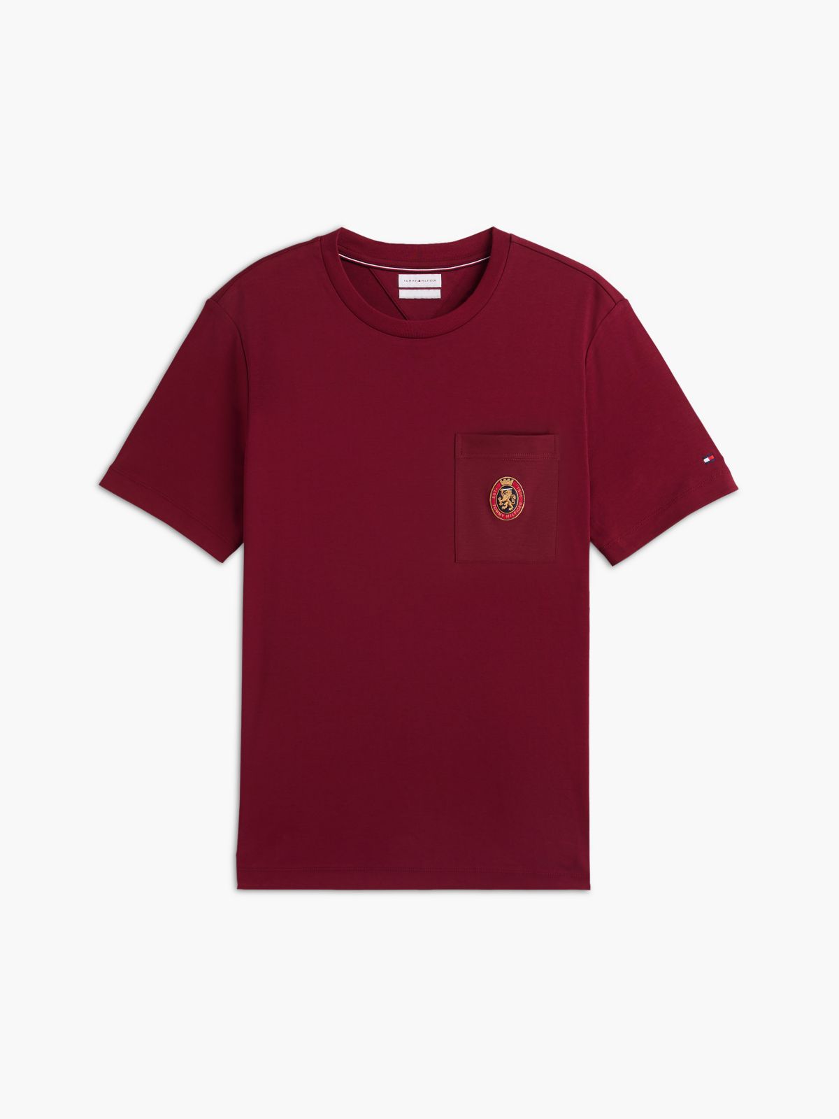 Crest Pocket Fluid Cotton T-Shirt — Purple