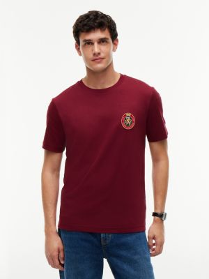 purple crest pocket fluid cotton t-shirt for men tommy hilfiger