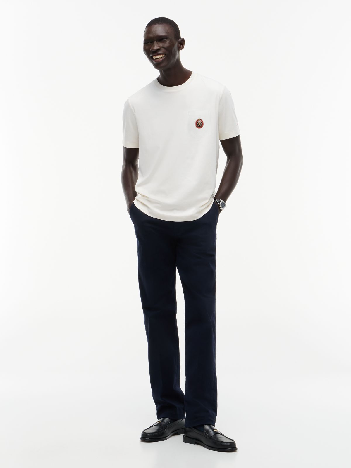 Crest Pocket Fluid Cotton T-Shirt — Yellow