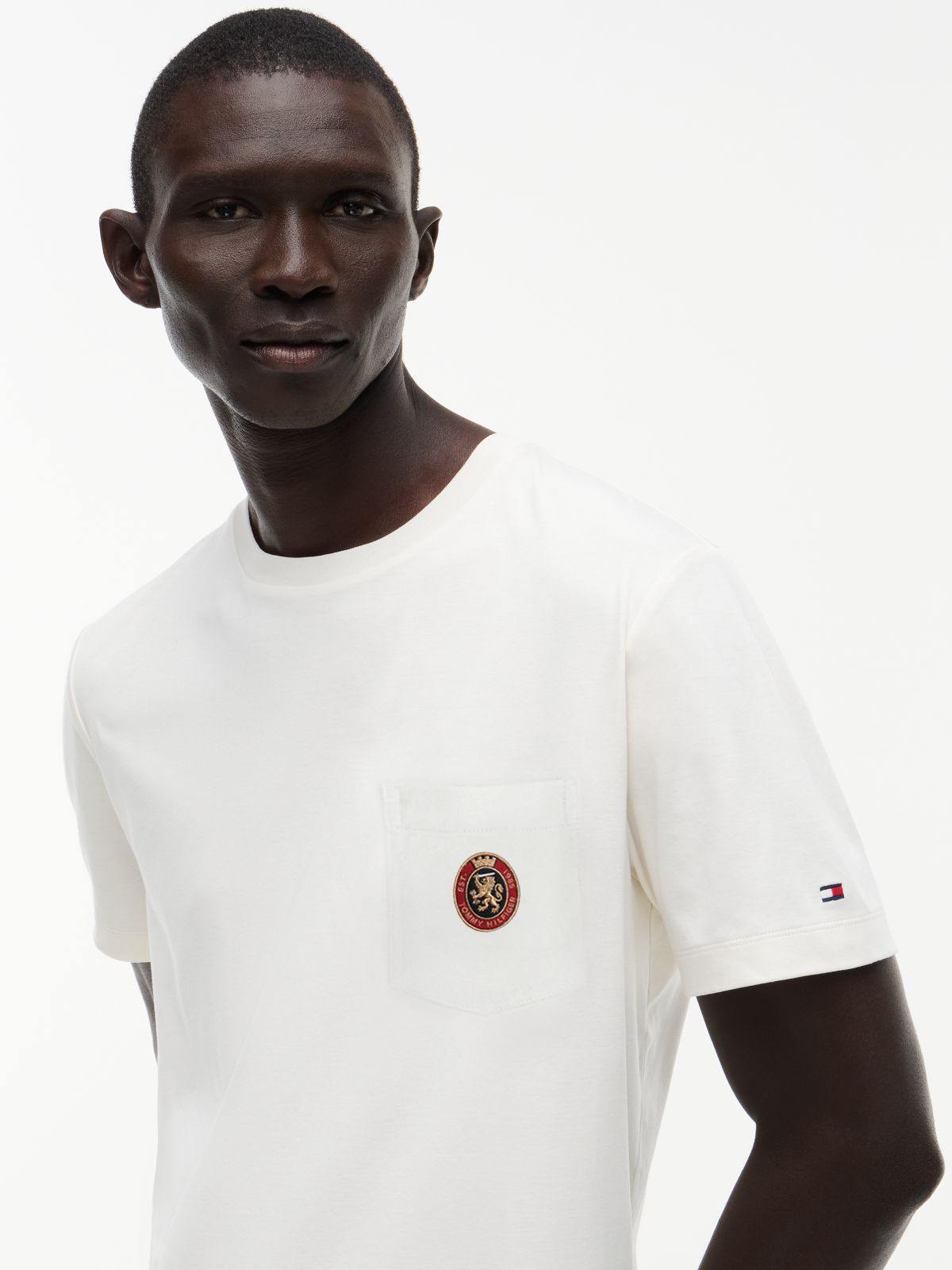 Crest Pocket Fluid Cotton T-Shirt — Yellow