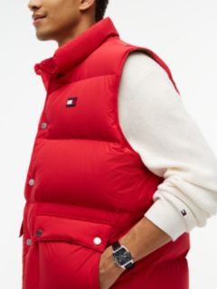 Flag Stand-Up Collar Down Gilet — Red 4