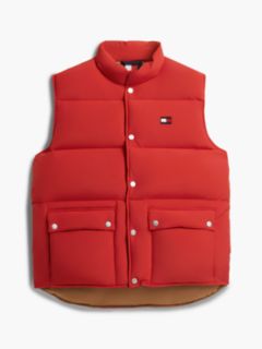 Flag Stand-Up Collar Down Gilet — Red 6