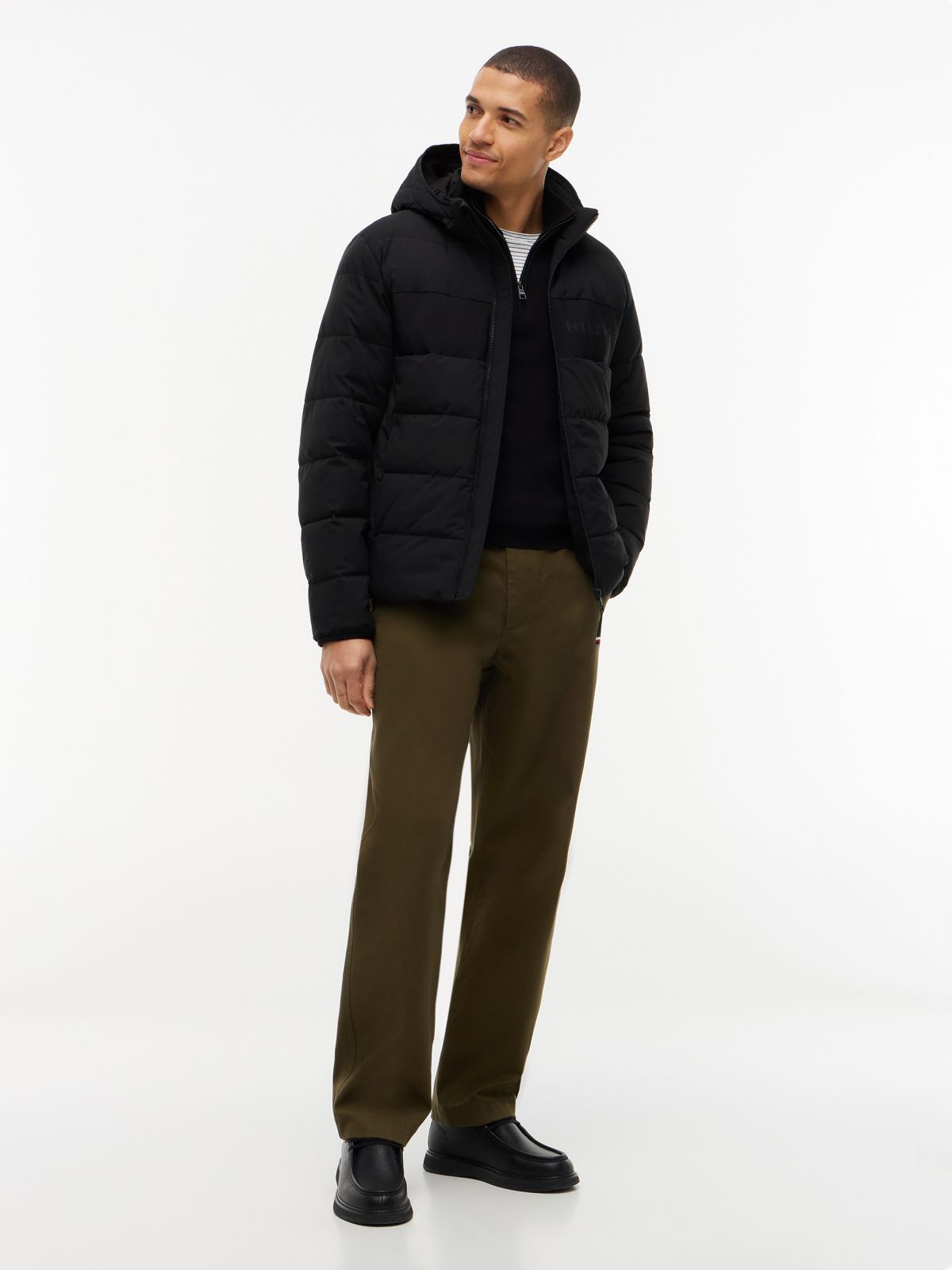Detachable Hood Puffer Jacket — Black