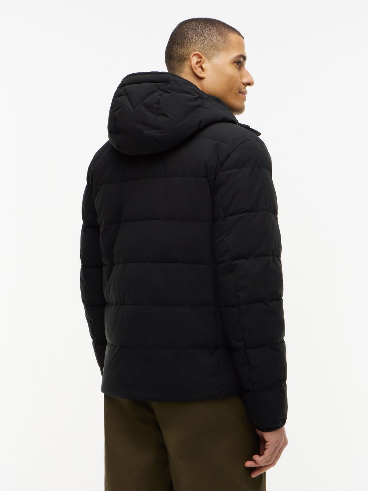 Detachable Hood Puffer Jacket — Black
