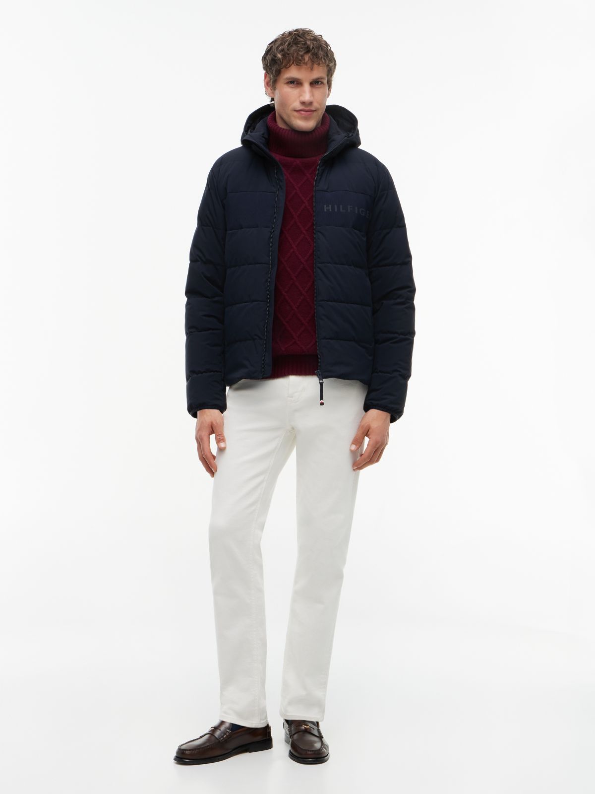 Detachable Hood Puffer Jacket — Blue