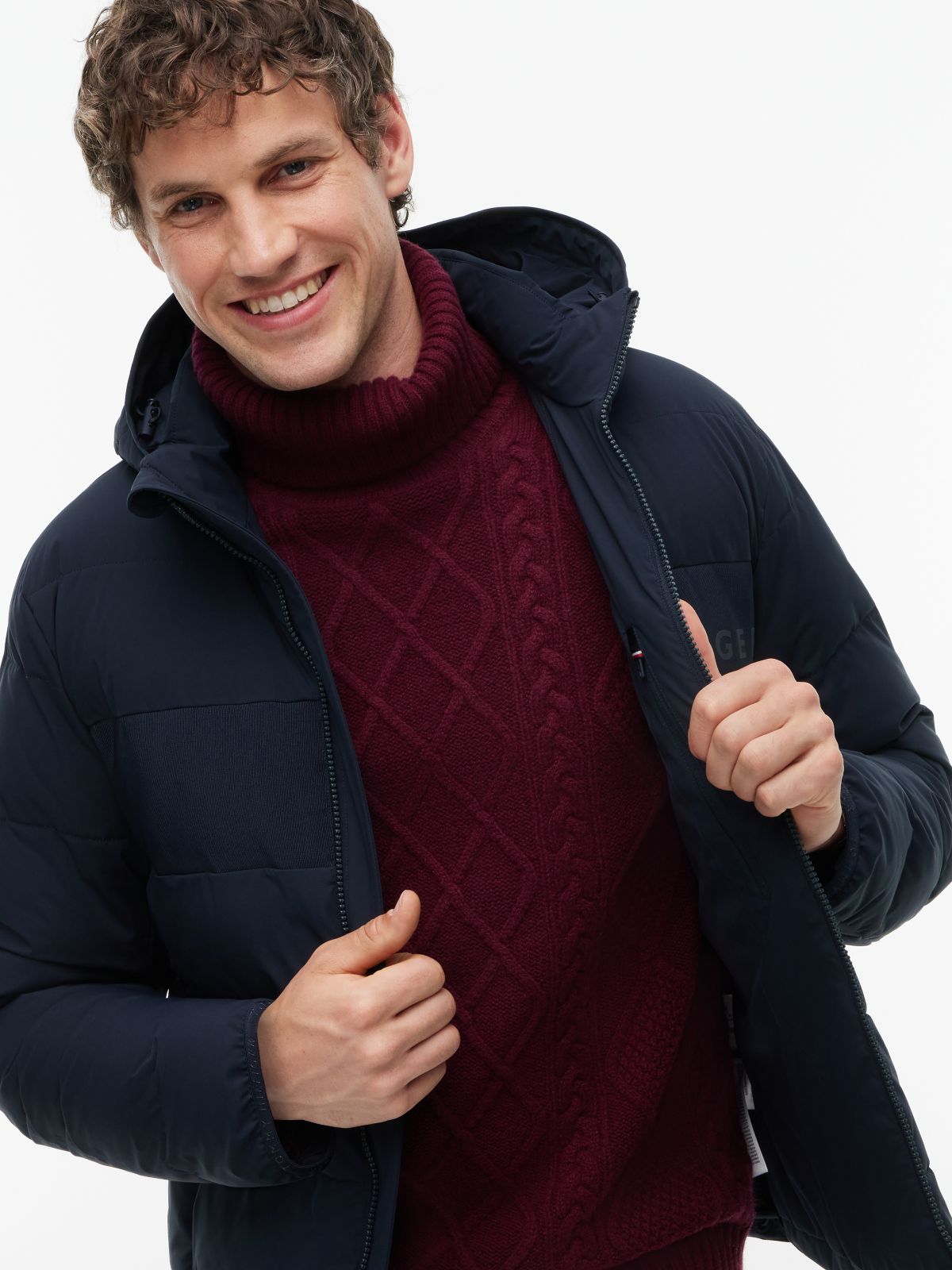 Detachable Hood Puffer Jacket — Blue