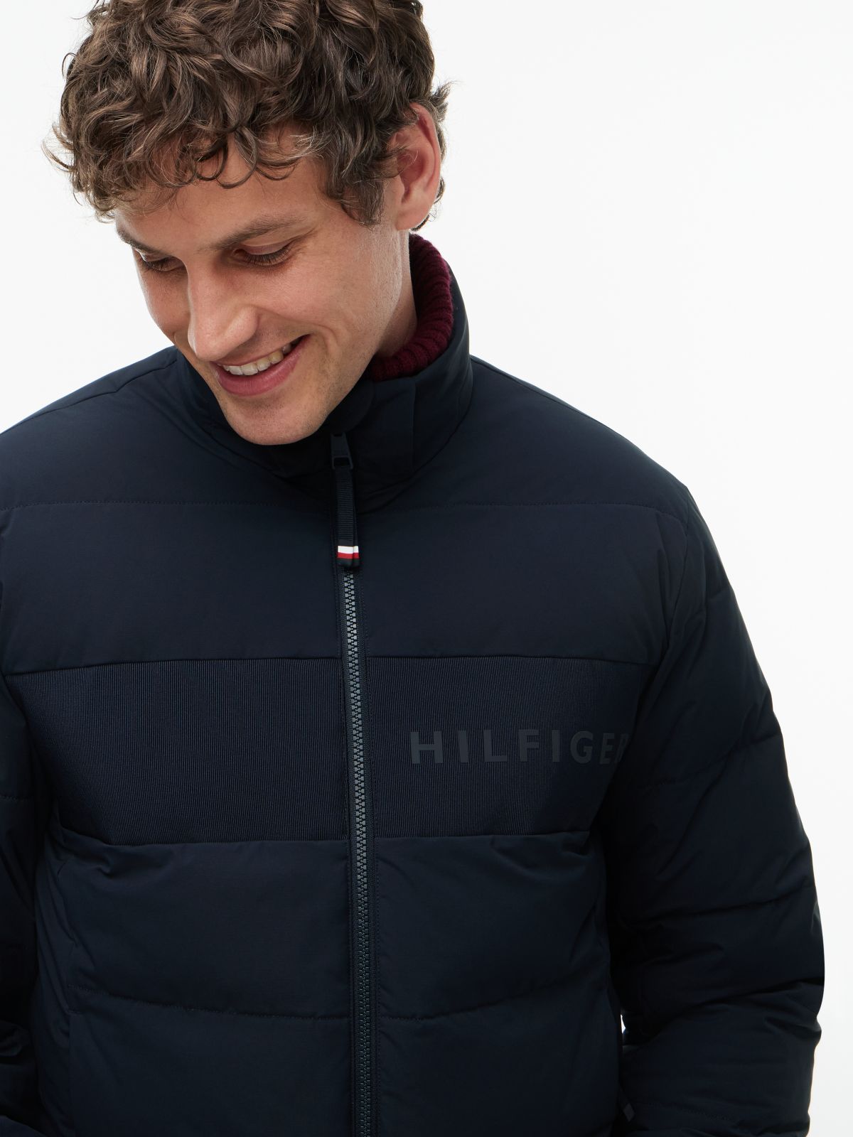 Detachable Hood Puffer Jacket — Blue