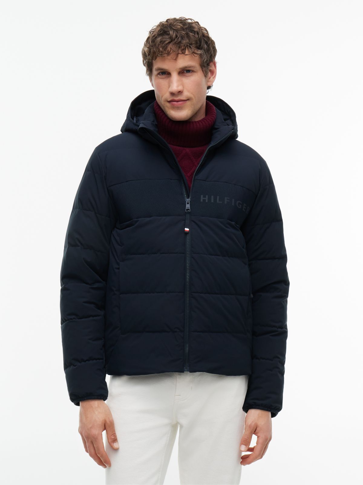 Detachable Hood Puffer Jacket — Blue