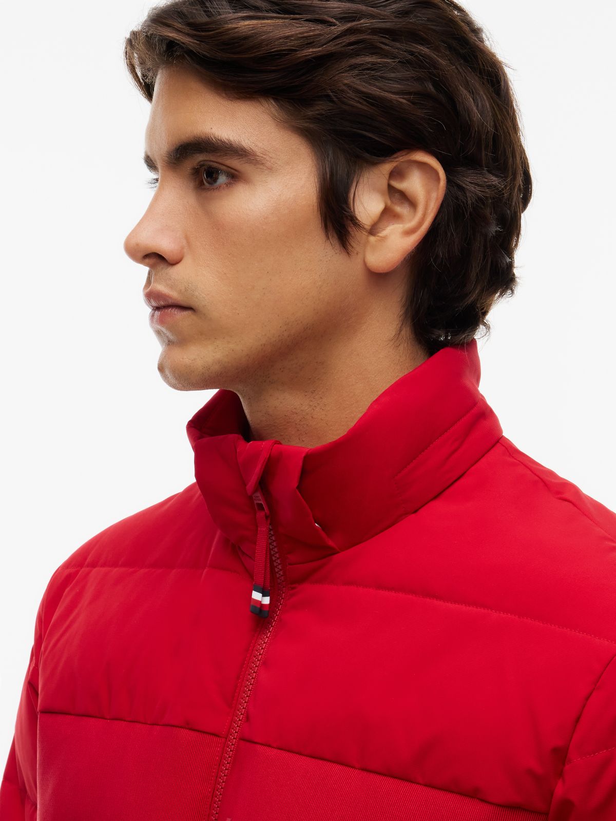 Detachable Hood Puffer Jacket — Red