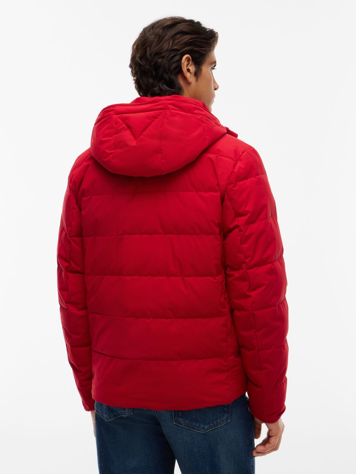 Detachable Hood Puffer Jacket — Red