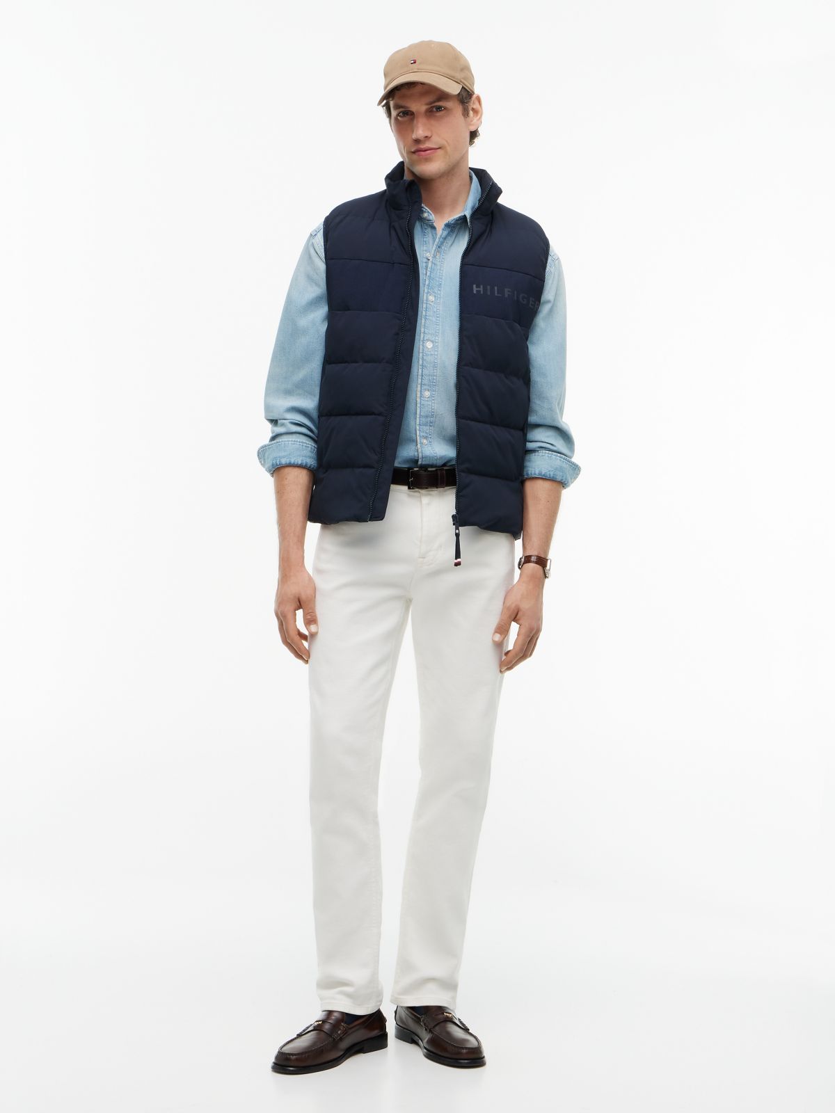 Tonal Logo Quilted Gilet — Blue