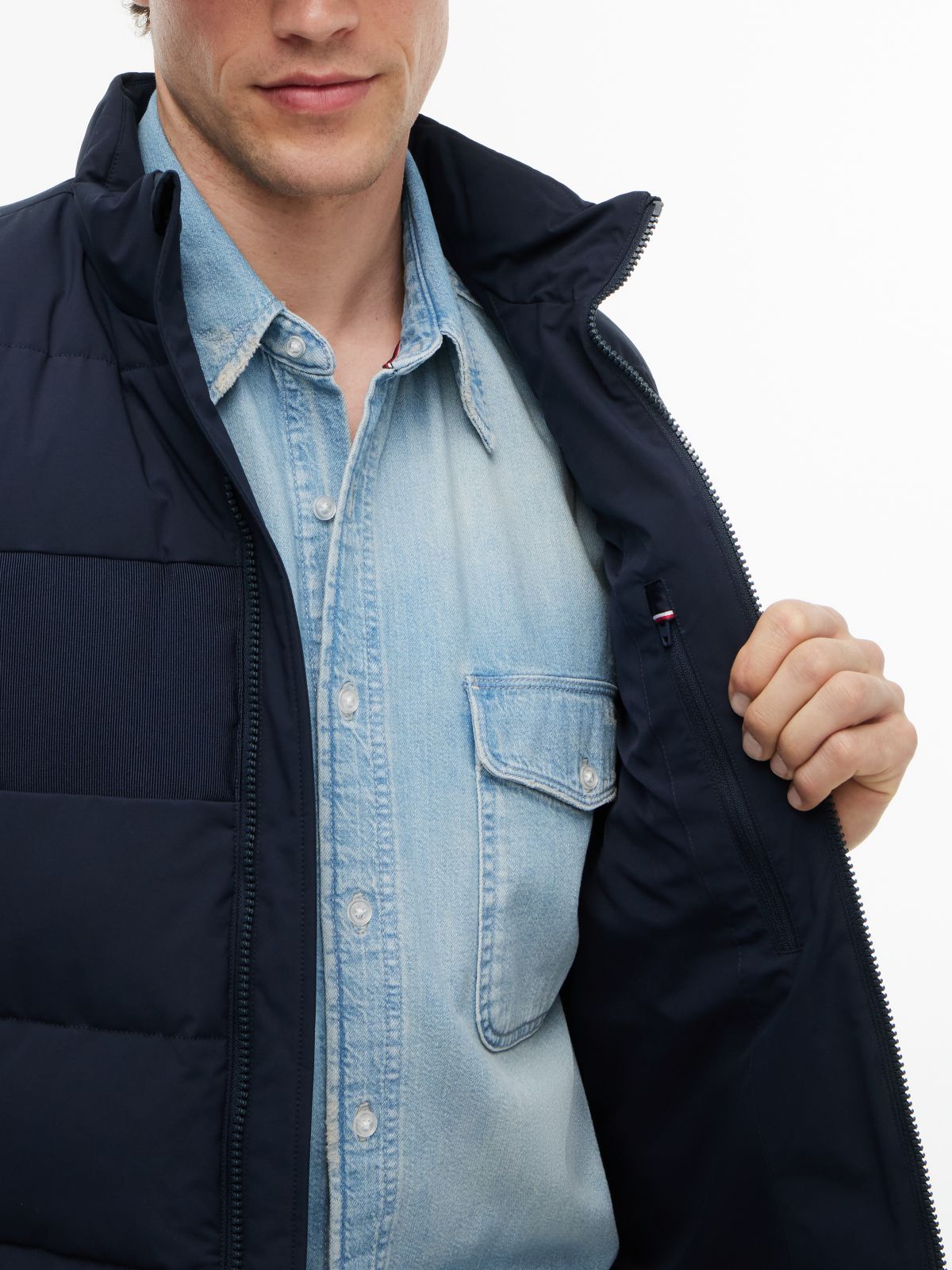Tonal Logo Quilted Gilet — Blue
