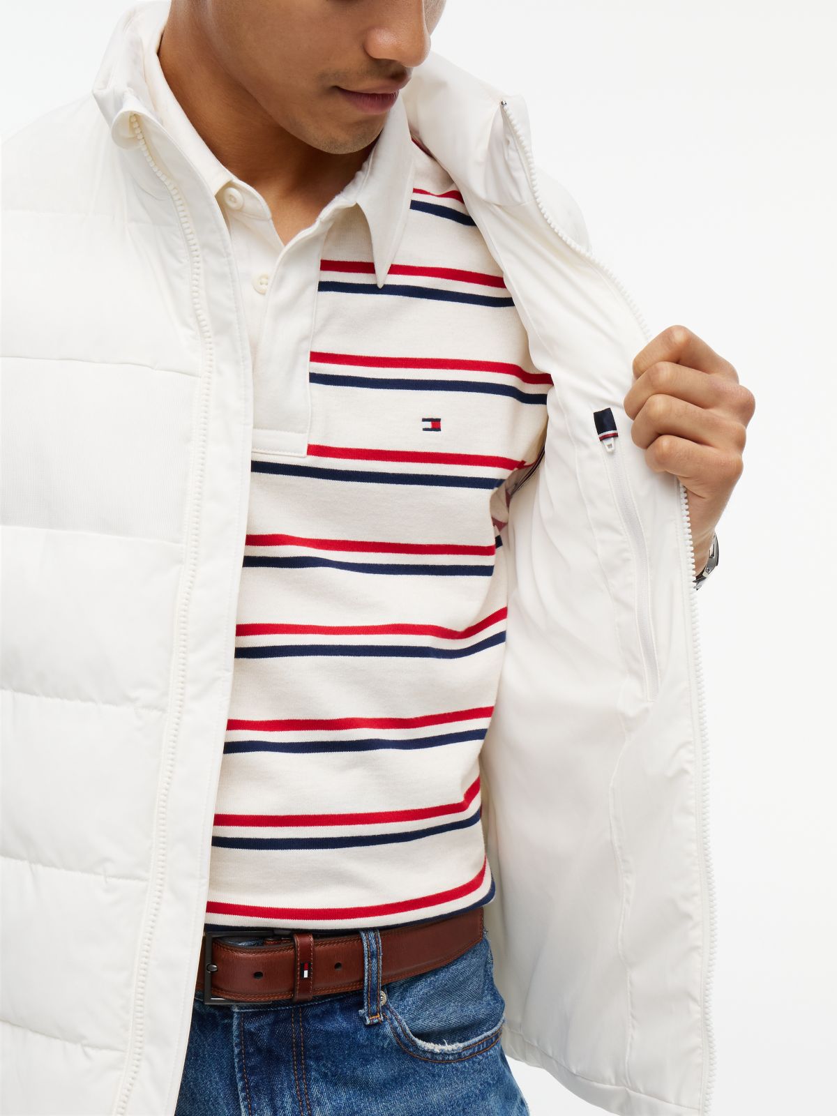 Tonal Logo Quilted Gilet — White