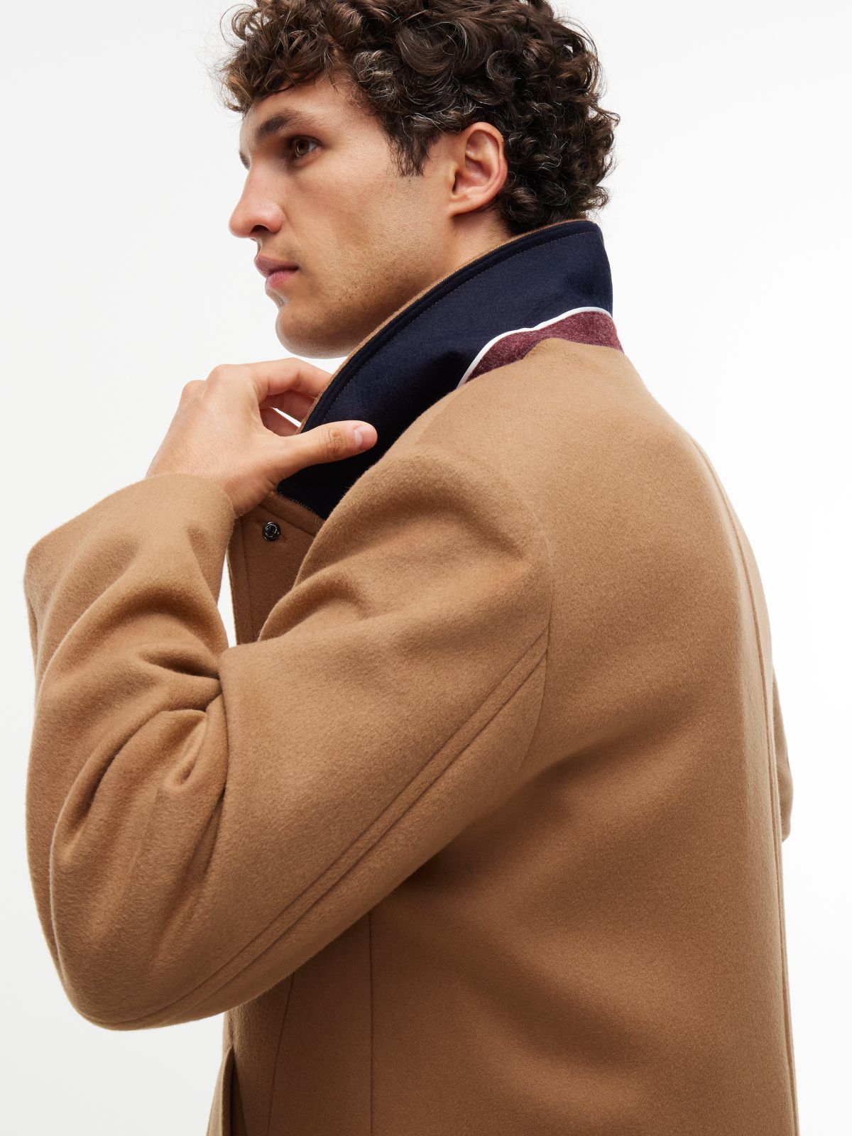New York Label Wool Blend Coat — Brown