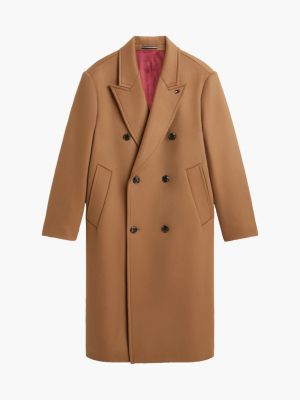 brown new york label wool blend coat for men tommy hilfiger