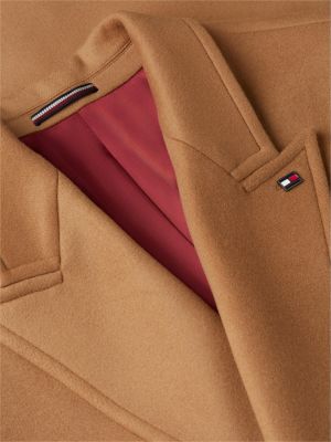 brown new york label wool blend coat for men tommy hilfiger