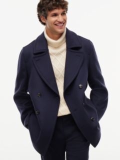 New York Label Wool Blend Relaxed Peacoat — Blue 3