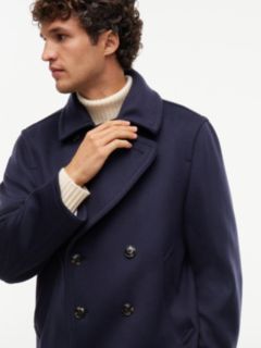 New York Label Wool Blend Relaxed Peacoat — Blue 4