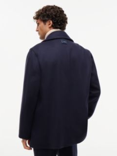 New York Label Wool Blend Relaxed Peacoat — Blue 6