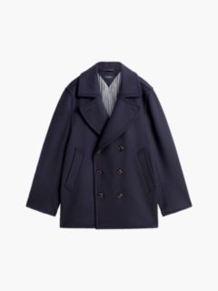 New York Label Wool Blend Relaxed Peacoat — Blue 7